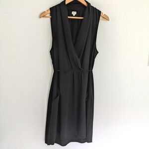 Aritzia Wilfred Sabine Black Sleeveless Shawl Collar Dress Size Large